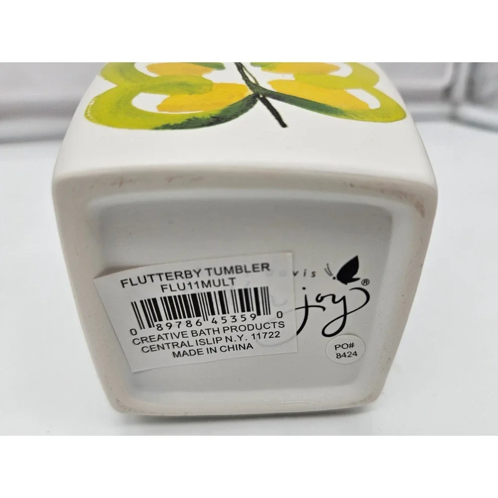 Square Ceramic Vase White Butterfly Quote‎ Decor Home Accent